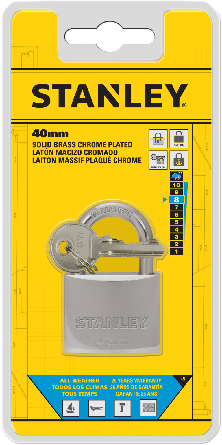 SOLID BRASS CHROME PLATED Padlock 40MM Standard Shackle