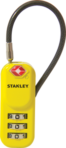 TSA luggage lock 3 DIGITS YELLOW with VINYL STEEL CABLE