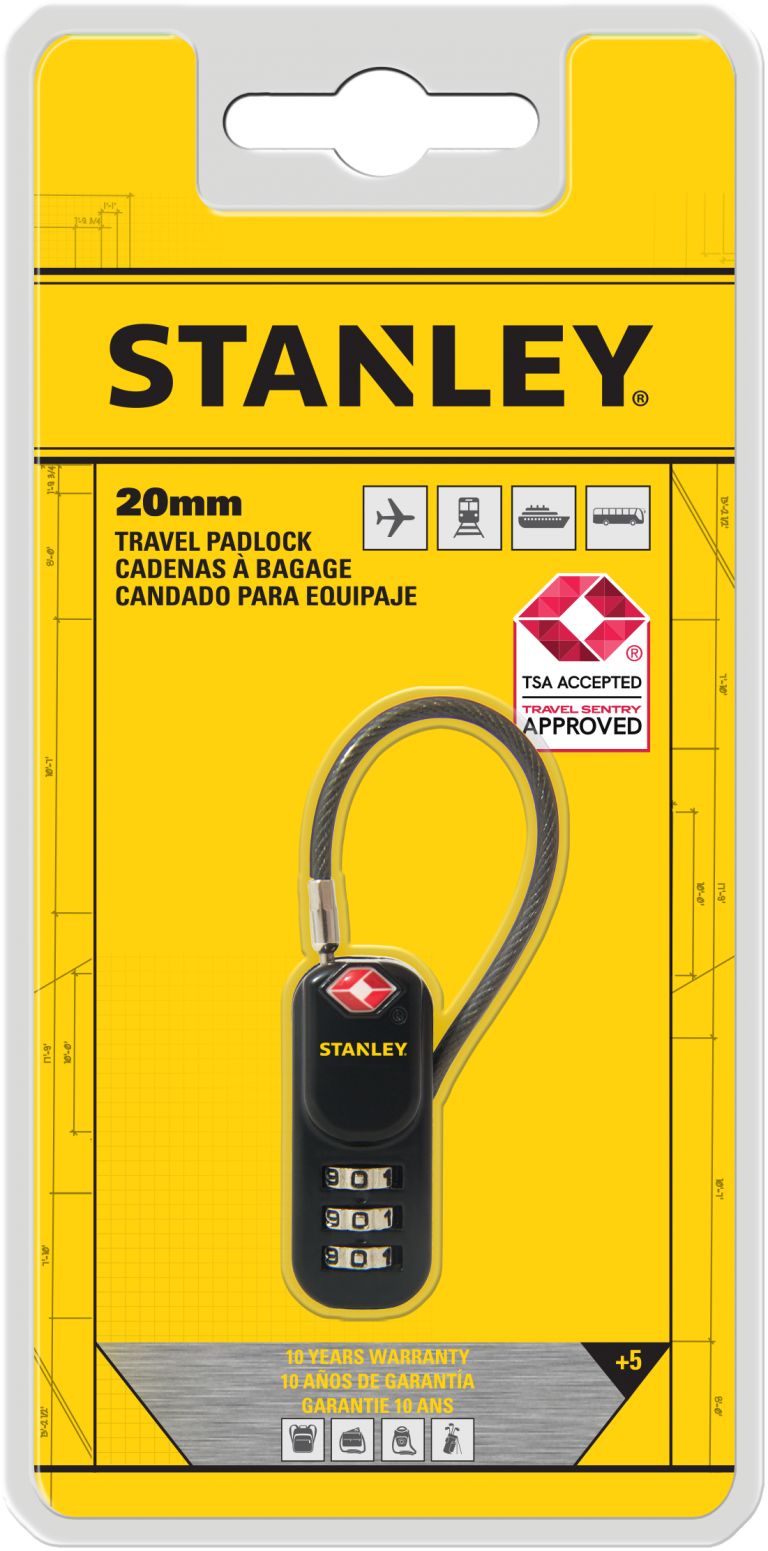 TSA luggage lock 3 DIGITS BLACK with VINYL STEEL CABLE